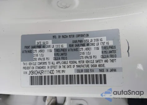 2024 Mazda Cx-90 Phev Premium z USA, uszkodzony, nr VIN JM3KKDHA2R1111400